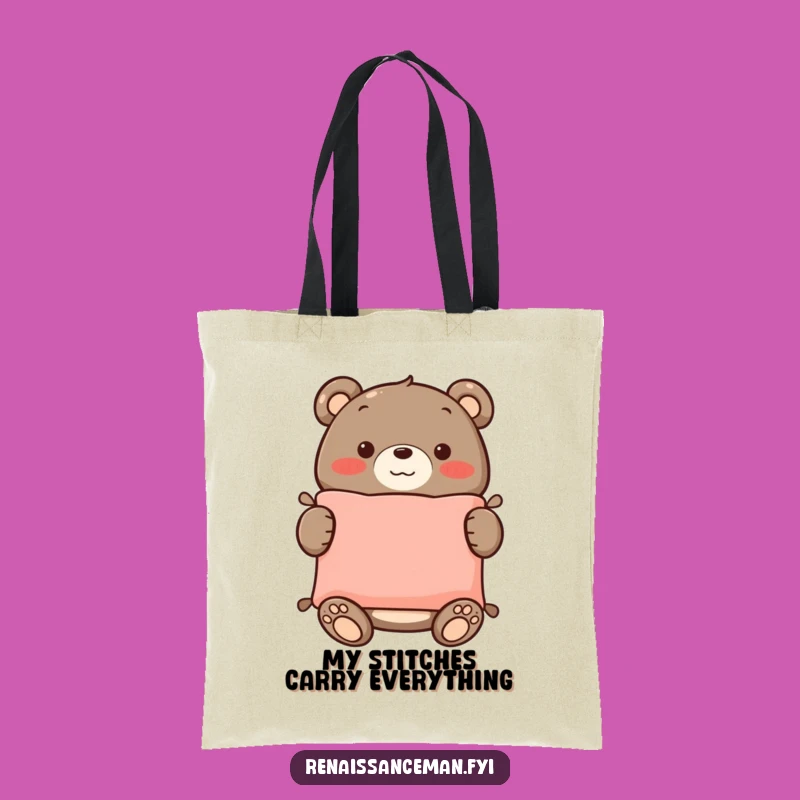 Funny Bear Sewing Tote Bag: Carry Your Supplies with a Smiling Bear, Perfect Gift