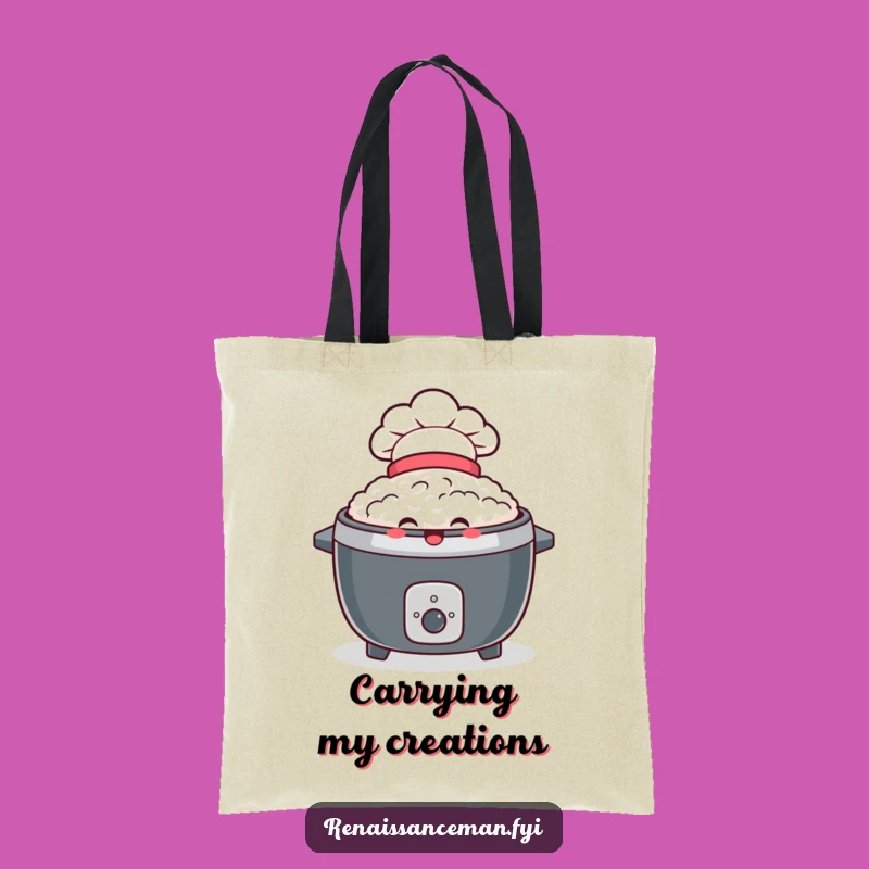 Funny Delighted Rice Cooker Tote Bag: Chef Hat Style, Ideal Funny Gift for Foodies