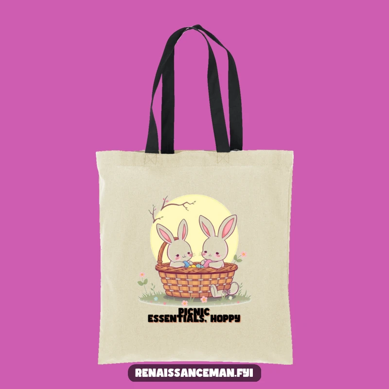 Funny Rabbit Moonlit Picnic Tote Bag: Carry Magic Everywhere You Go