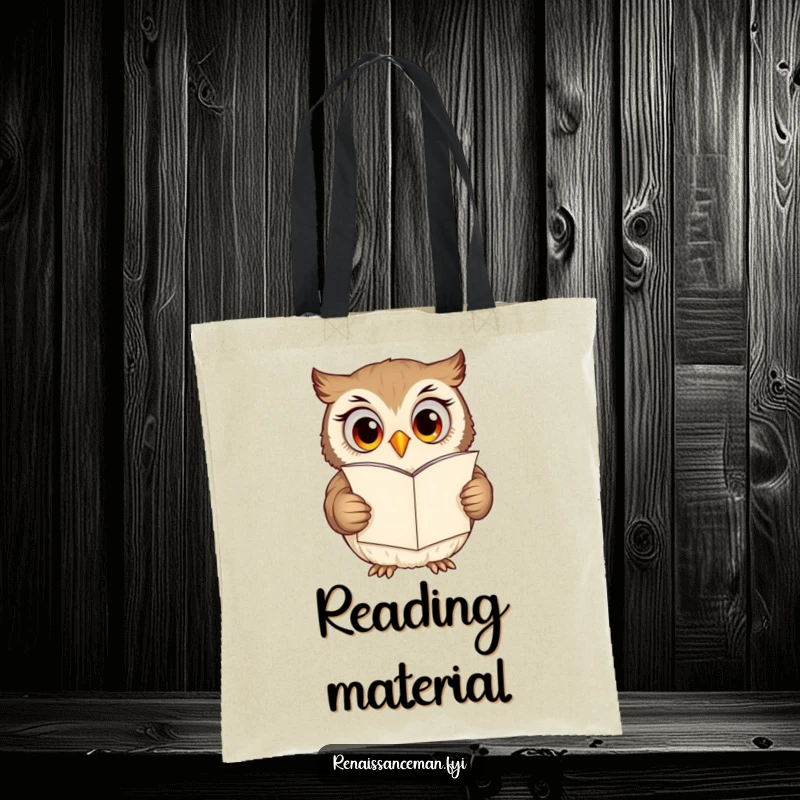Funny owl tote bag, curious owl with excited eyes reading a romantic love letter, whimsical graphic.
